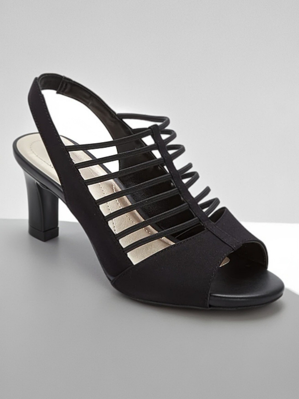 Easy 5th Women's Neville Black High-heeled Strappy Slingback Sandals, Size 10